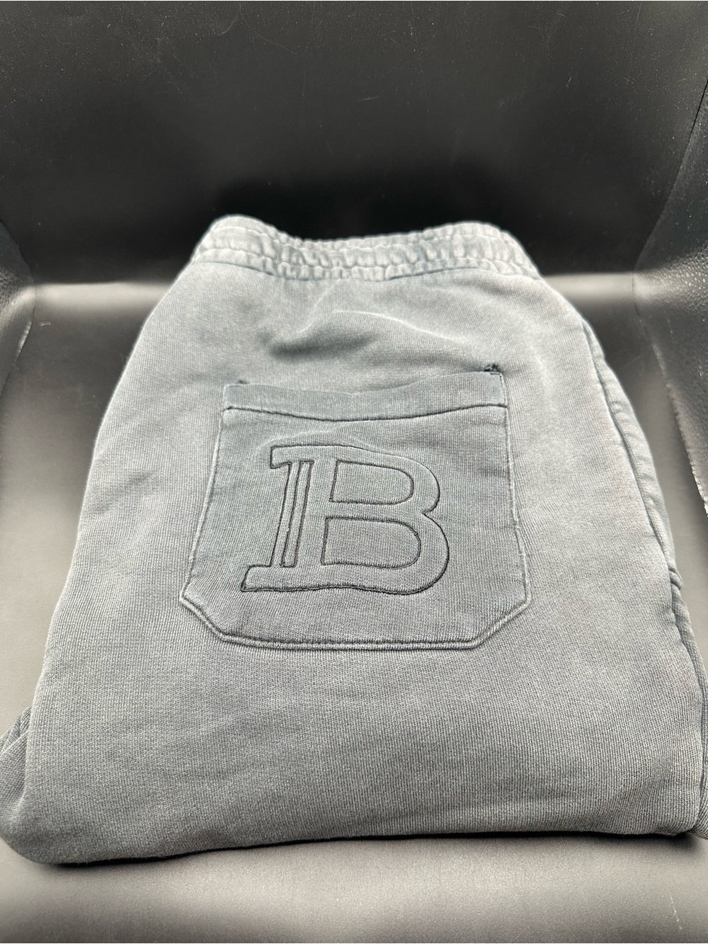 Balmain Charcoal Cotton Moto Joggers US M